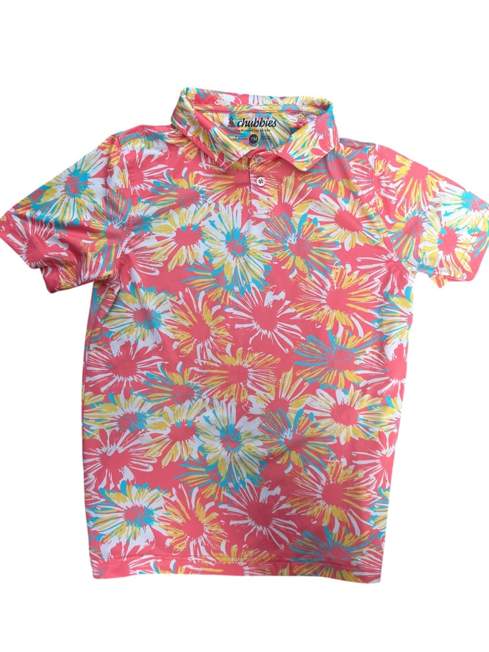 Chubbies Kids Polo Shirt Youth Med 10/12 Bright Orange Tropical Performance
